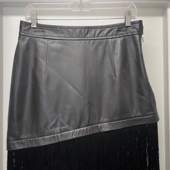 Helmet Lang Black Lamb Leather and Fringe Skirt EUC - Picture 6 of 14